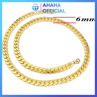 Dây chuyền nam inox cao cấp thời trang kiểu lặc khít chạm 2 bên ahaha.official cỡ 6mm màu mạ vàng thép không gỉ PTDCNA60