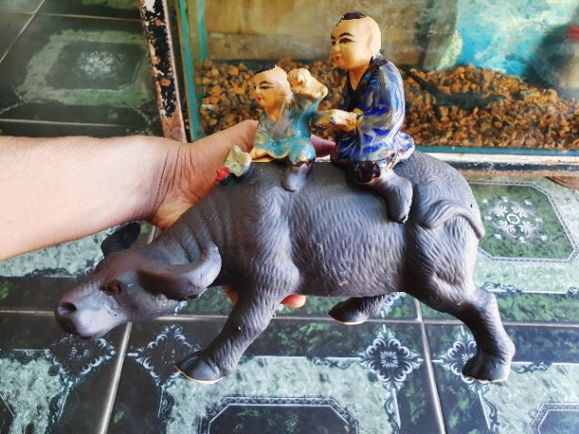 CHÚ TIỂU CỞI TRÂU TRANG TRÍ HỒ CÁ NON BỘ 30x13x23CM