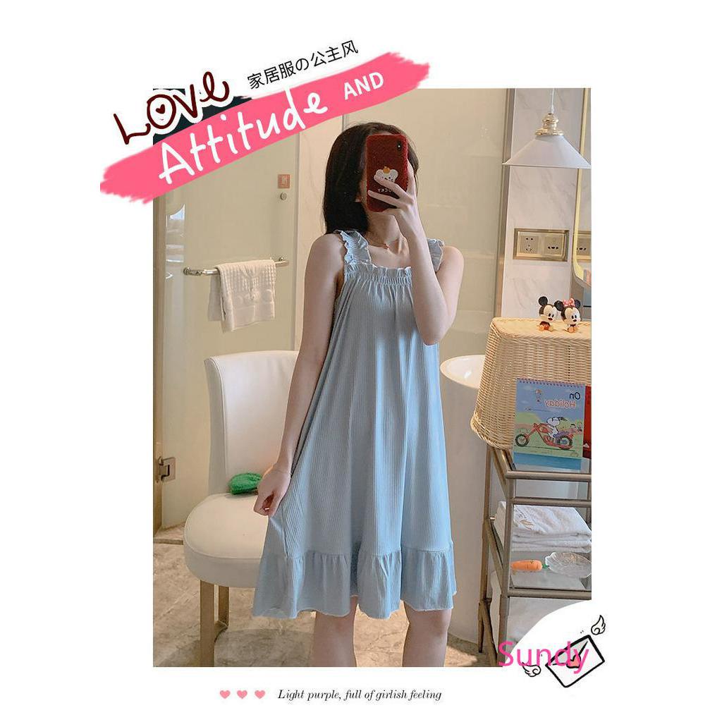 Đầm Ngủ Hai Dây Xinh Xắn Theo Phong Cách Mùa Hè Hàn Quốc