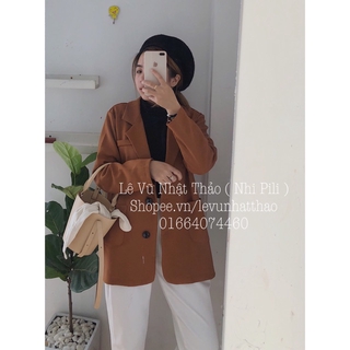 Blazer nâu 2 túi thiết kế .
