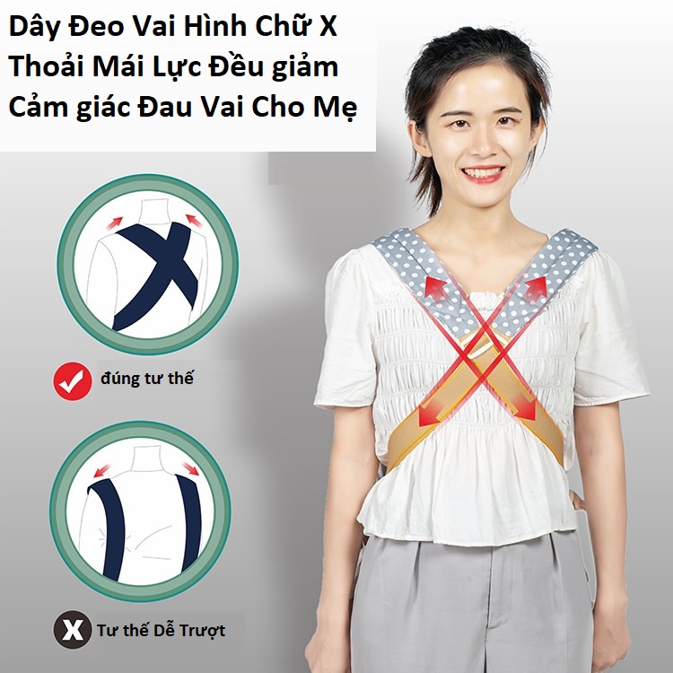 Địu Em Bé Sơ Sinh Có Đỡ Cổ Đa Năng Gọn Nhẹ Hàng Chất Lượng Cao, Đai Địu Em Bé Đi Xe Máy BABYJOY