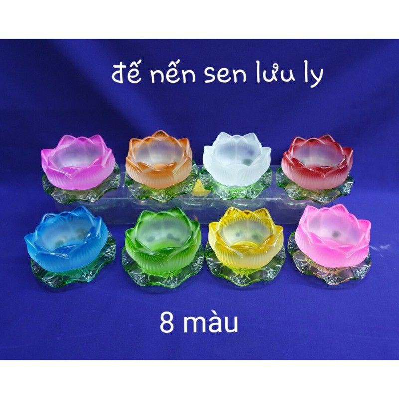 Đế nến hoa sen lưu ly nhiều màu