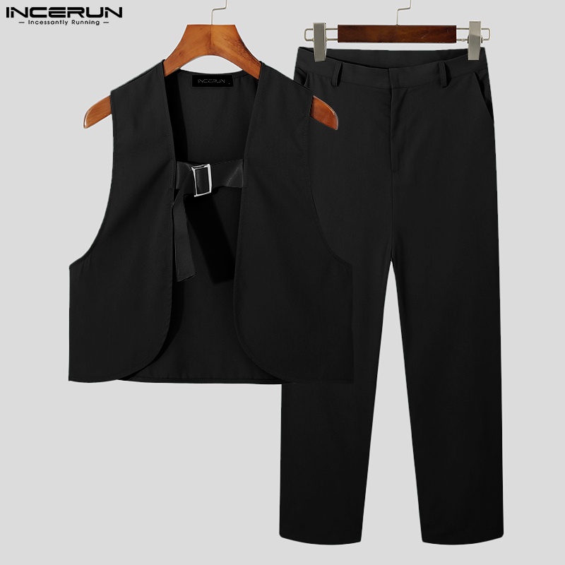 Bộ áo vest màu trơn + quần dài INCERUN thời trang nam tính