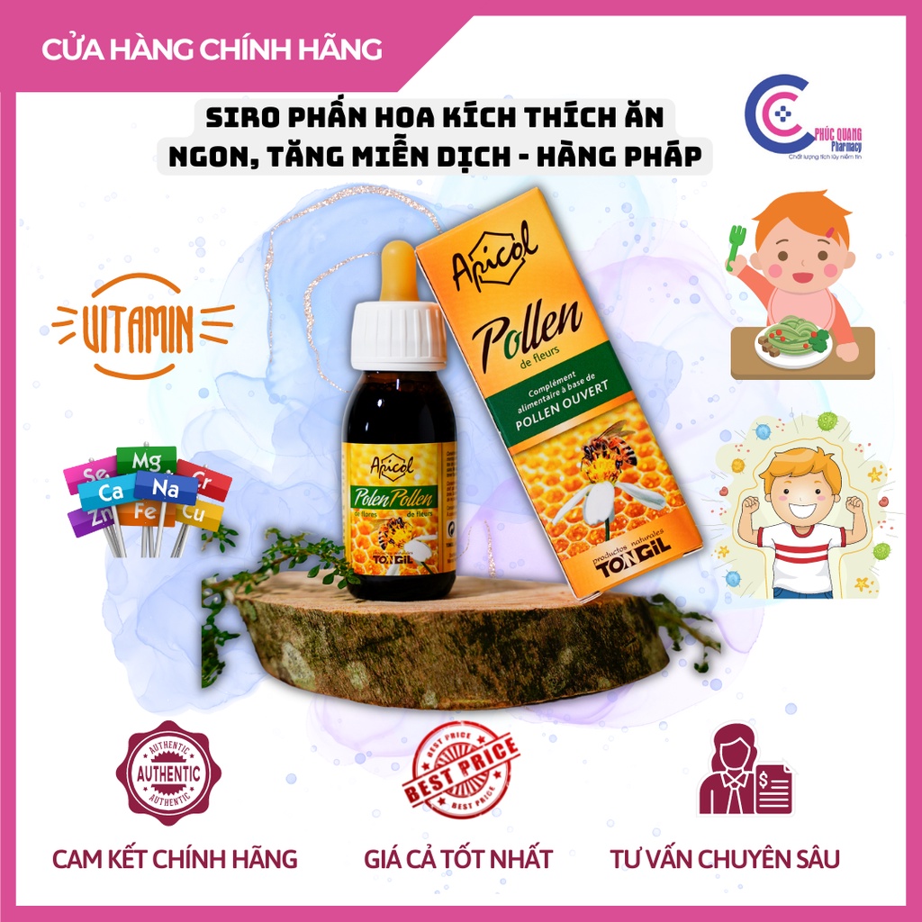 Phấn hoa Apicol Pollen Pháp Chính Hãng giúp trẻ ăn ngon, tăng đề kháng