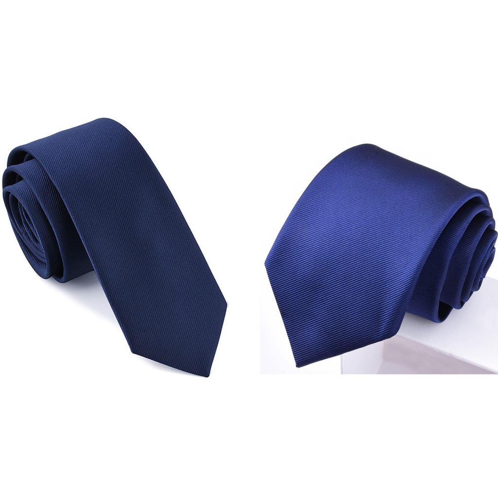 Cà vạt màu xanh trơn bản nhỏ 6cm và bản to 8cm phong cách thời trang, cravat chú rể