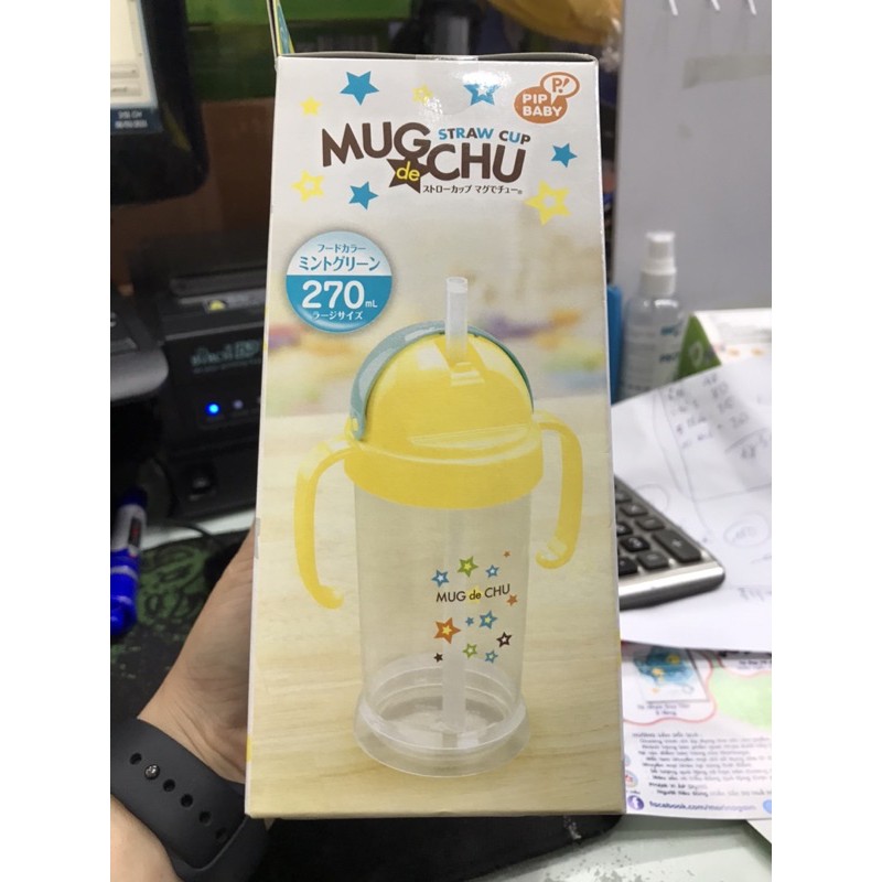 Bình uống nước có ống hút Pip Baby 270ml Nhật Bản chính hãng