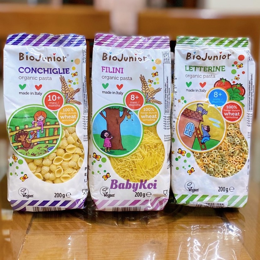 Mì Nui Bio Junior 200g Hữu Cơ Cho Bé Ăn Dặm (Từ 8 - 10 tháng tuổi) sản phẩm của Ý cho bé ăn dặm