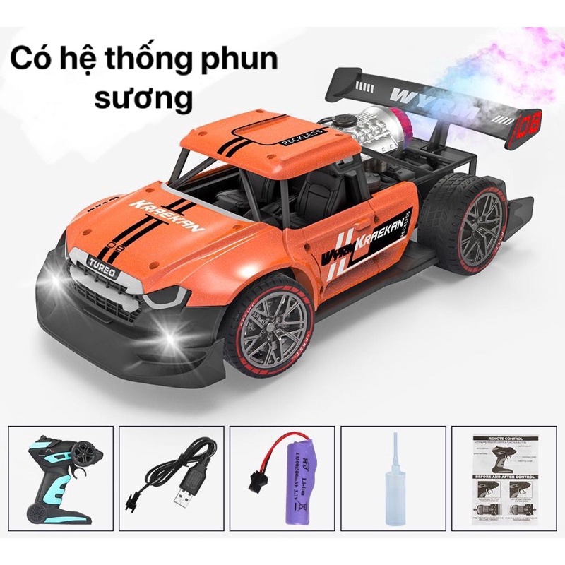 Xe phun sương Drift tốc độ cao, body kim loại 2.4g