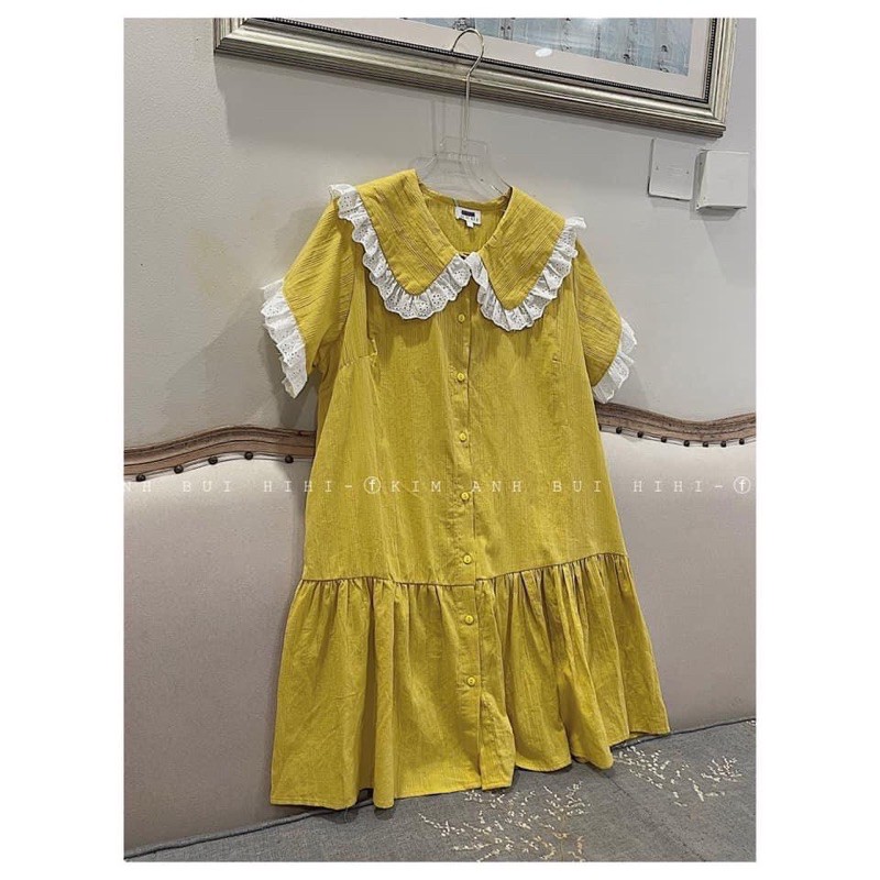 [Mặc Là Xinh] Váy Đũi Vàng Dáng Babydoll Cổ Bèo, Đầm Dáng Xoè Siêu Xinh Có Ảnh Thật Kèm Video | BigBuy360 - bigbuy360.vn