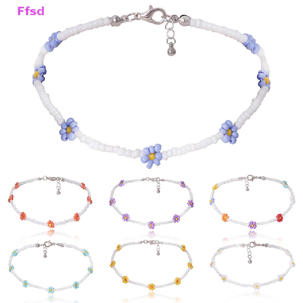 {Ffsd} Vòng Cổ Choker Xỏ Hạt Hình Hoa Cúc Handmade Phong Cách Bohemian Dành Cho Nữ