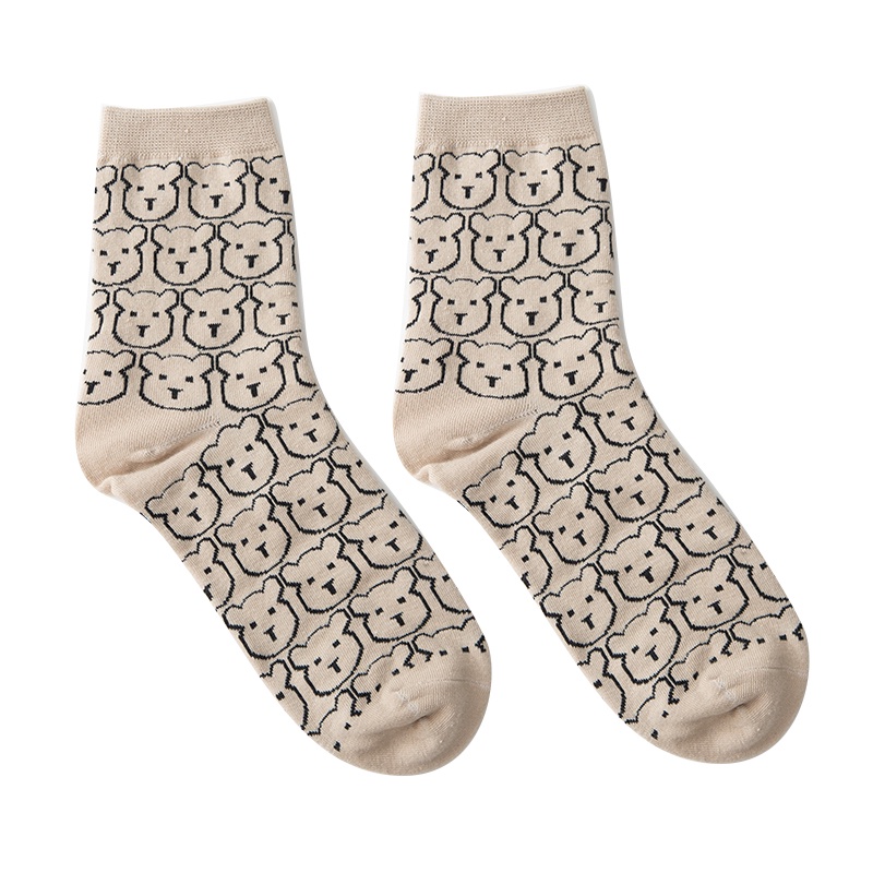 Vớ cotton Siêu Mềm Cổ Cao In Họa Tiết Hoạt Hình Phong Cách Hàn Quốc Cho Nữ