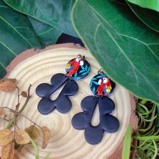 Bông tai đất sét hình con Vẹt | Trang sức thủ công đất sét polymer | LAM Jewelry