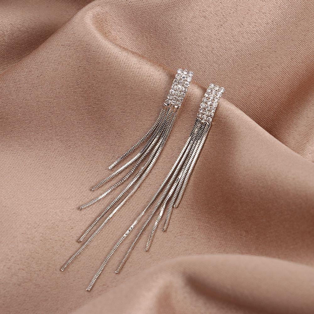 SUMU Bông Tai Đính Kim Cương Giả Hình Giọt Nước Đơn Giản Cho Cô Dâu