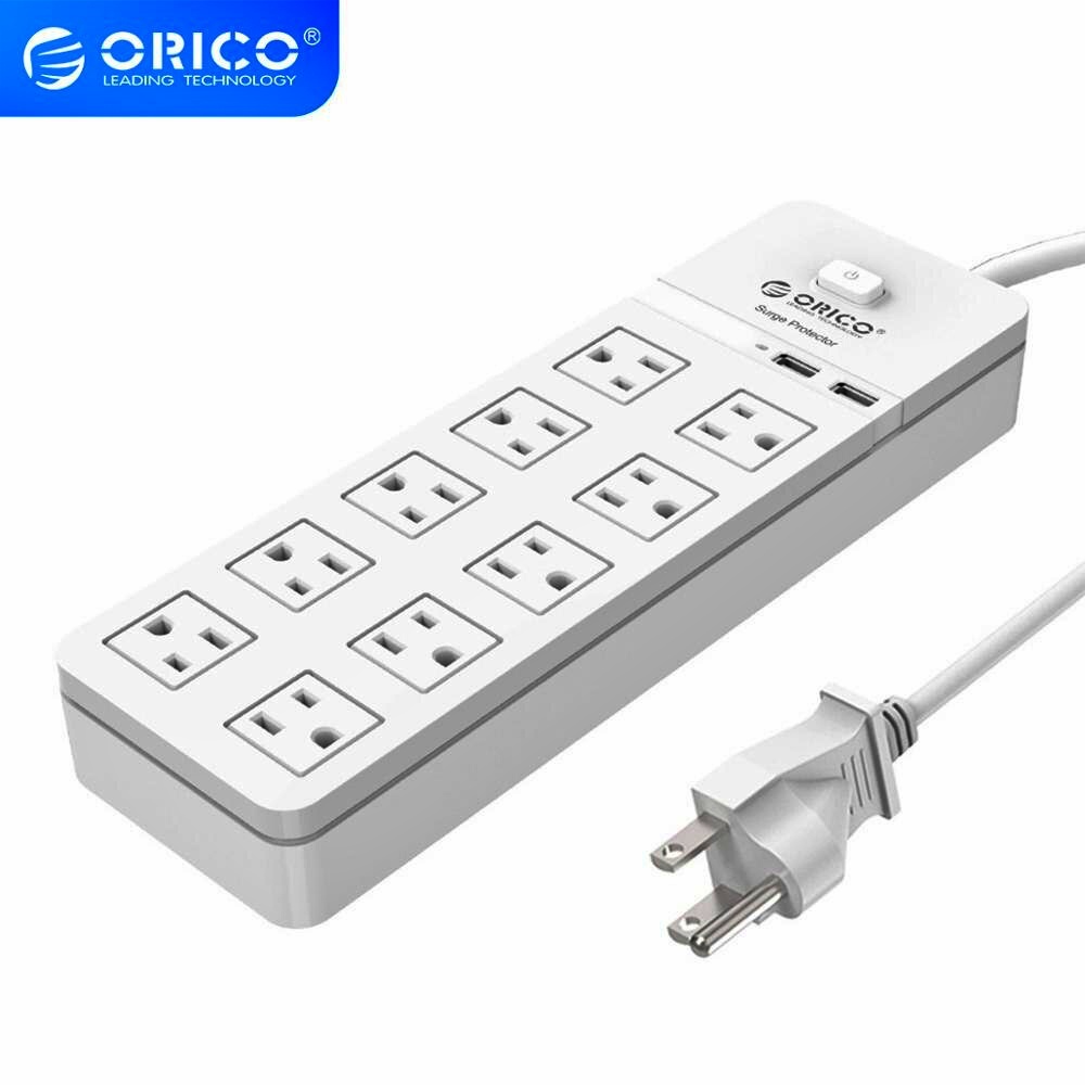 Ổ Cắm Điện ORICO SPT-S10U2/SPT-S10U2  Với 10/8 Cổng Cắm AC Và 2 Cổng USB