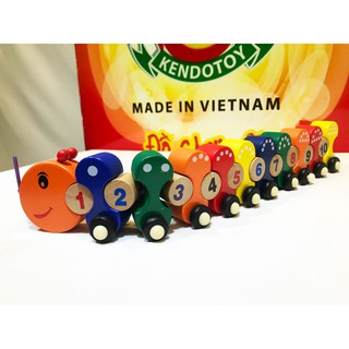 Đồ chơi luồn dây học đếm tạo hình xe kéo con sâu