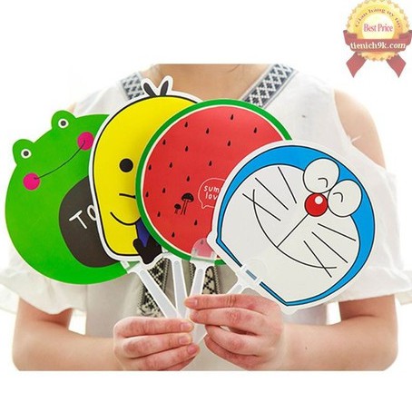 Quạt nhựa cute dễ thương hình thú hoa quả cầm tay (loại tròn hình hoa quả thú  )