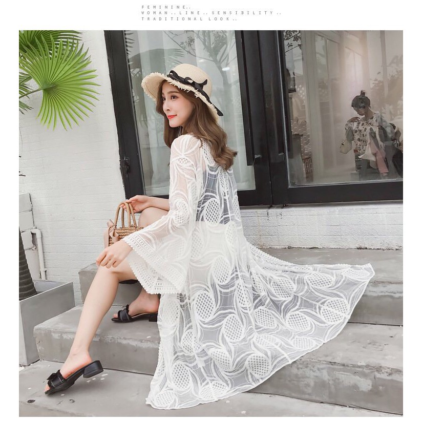 Khoác lưới đi biển dài tiểu thư