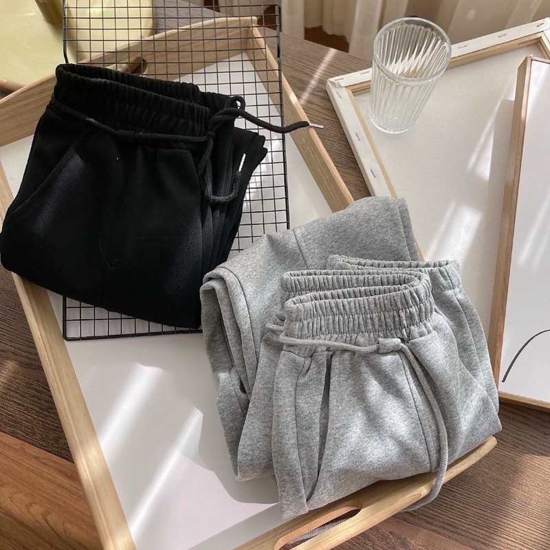 Quần Jocgger Nỉ Bo Chân Buộc Dây Eo Unisex Form Rộng- Quần Bom Cạp Chun Phong Cách Thể Thao Dễ Mặc