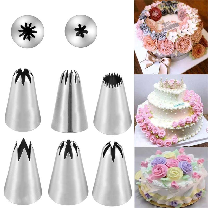 Set 8 Đuôi Bắt Bông Kem Trang Trí Bánh Bằng Thép Không Gỉ