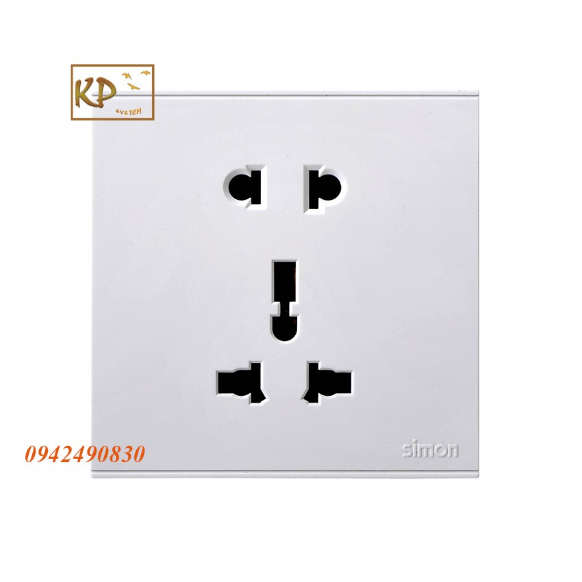 Ổ cắm 3 chấu đa tiêu chuẩn 10A & ổ cắm 2 chấu dùng cho chấu tròn và dẹt chuẩn vuông Simon E6 721080