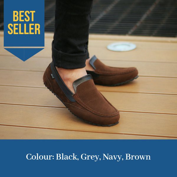 Giày Slip On Reyl Pop Chất Liệu Da Lộn Màu Xám Trẻ Trung