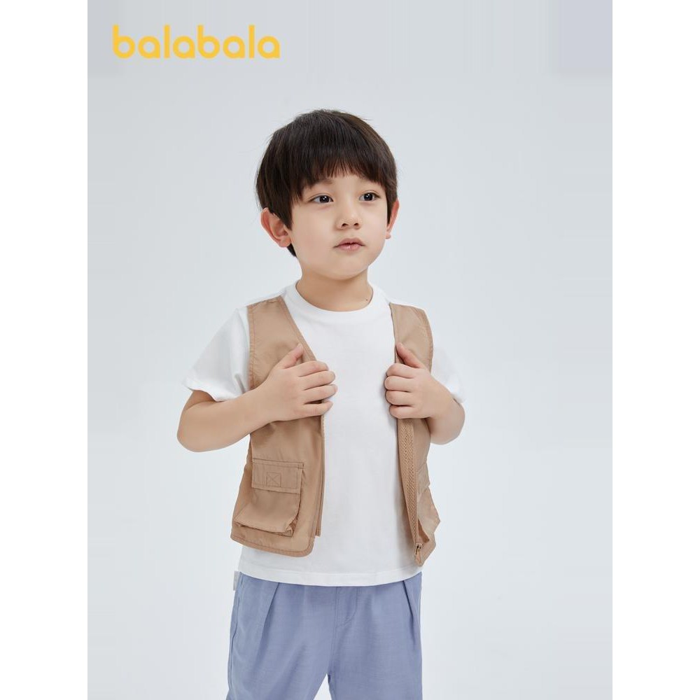(3-7 tuổi) Áo phông giả ghile cho bé trai hàng BALABALA phối màu nâu cà phê và trắng 20122111711110101