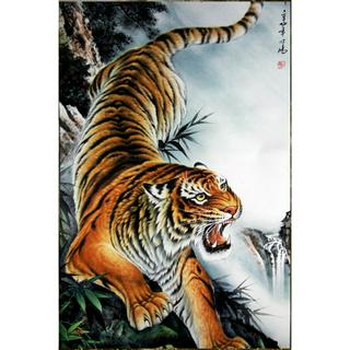 Tranh đính đá toàn bộ 5D, tranh treo phong thủy  Con hổ