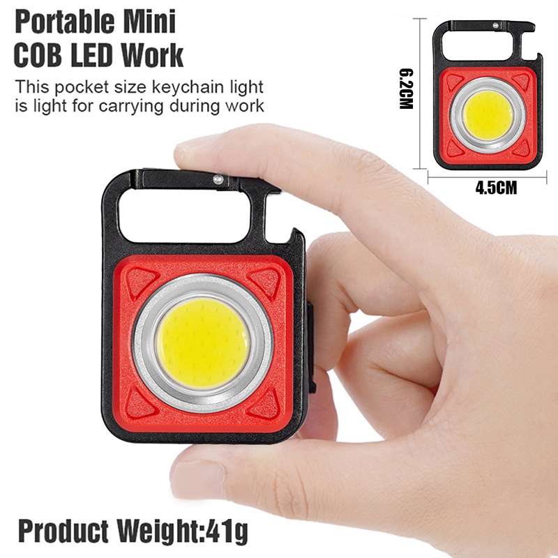 Đèn led mini COB 800 Lumens - Đèn pin siêu sáng có móc khóa đa năng chống nước, sạc usb tiện dụng