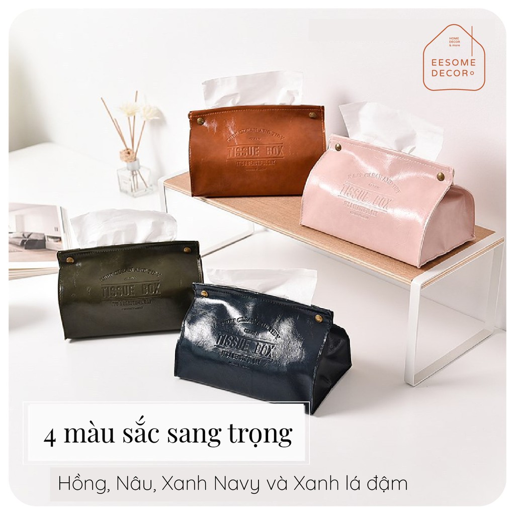 Hộp túi đựng khăn giấy bằng da 12x20x12cm nhiều màu sắc sang trọng