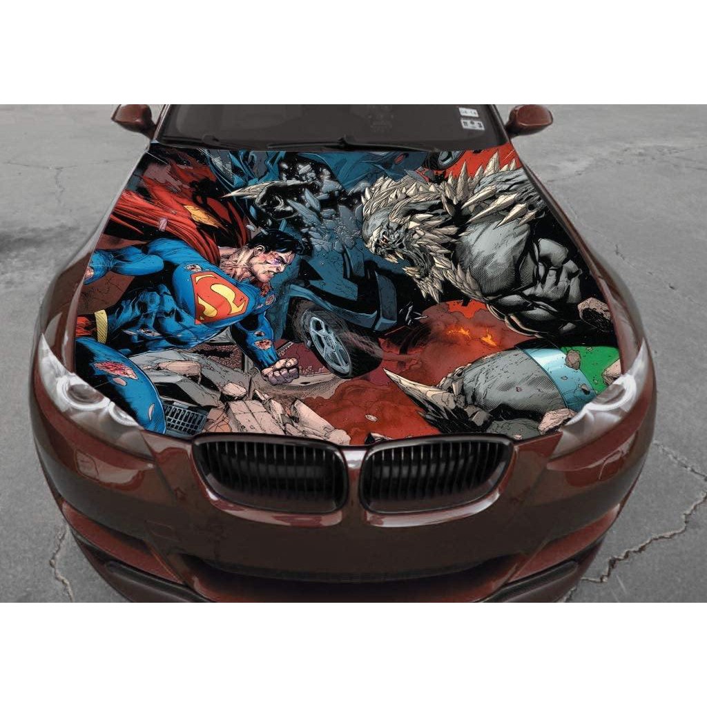Tem Decal Xe Super Man DC Comics Sticker Dán Nắp Capo Đẹp Trang Trí Ô Tô, Xe hơi, Đồ Họa