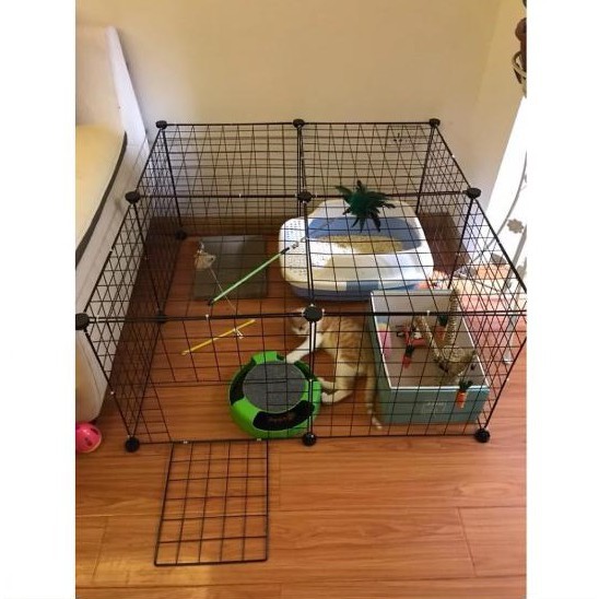 Combo 12 Tấm Lưới Sắt Lắp Ghép Quây Chuồng Thú, Lồng Quây Chó Mèo Hamsters ( Tặng Kèm Chốt )
