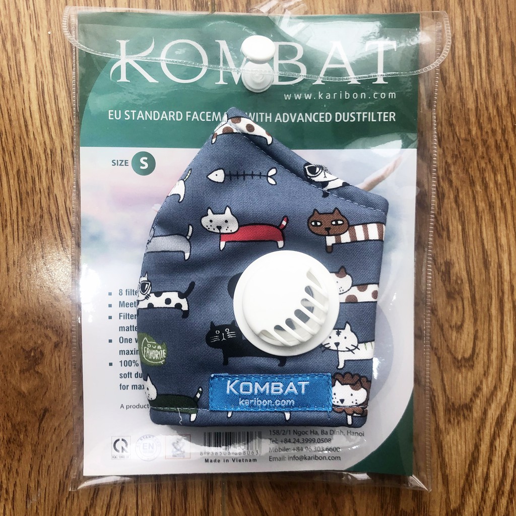 Khẩu trang Karibon Kombat trẻ em (XS hoặc S) lọc bụi mịn, có van thở ra 1 chiều. | BigBuy360 - bigbuy360.vn