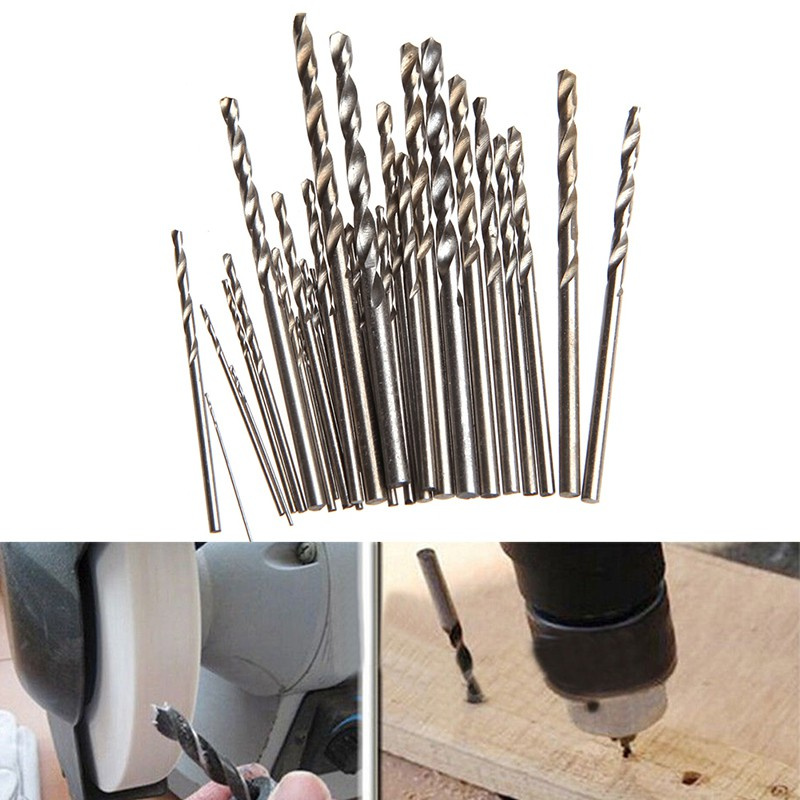 WER 28Pcs Mini Micro HSS Twist Drill Bits Set Metric 0.3-3.0mm Sizes For PCB Crafts