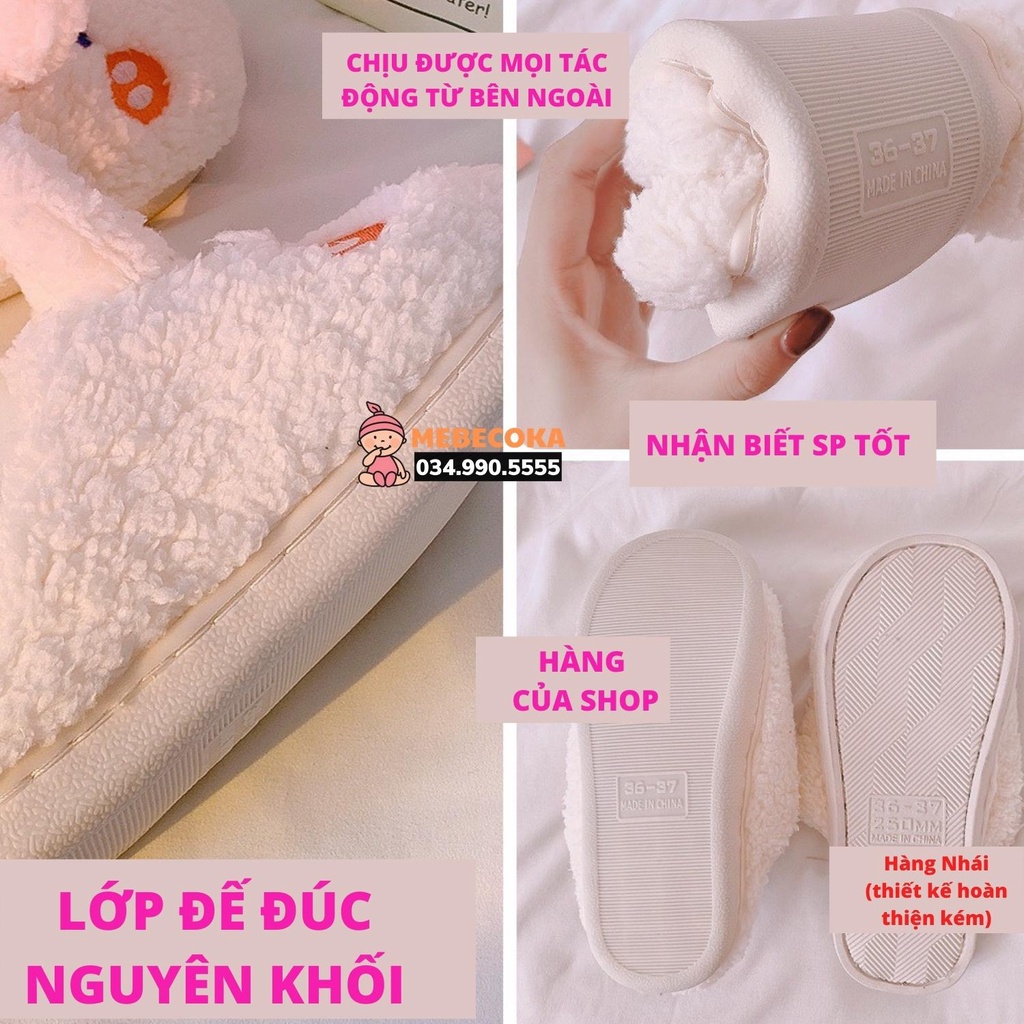 Dép Bông Gấu Xinh Xắn đi trong nhà, đi chơi ấm áp dễ thương