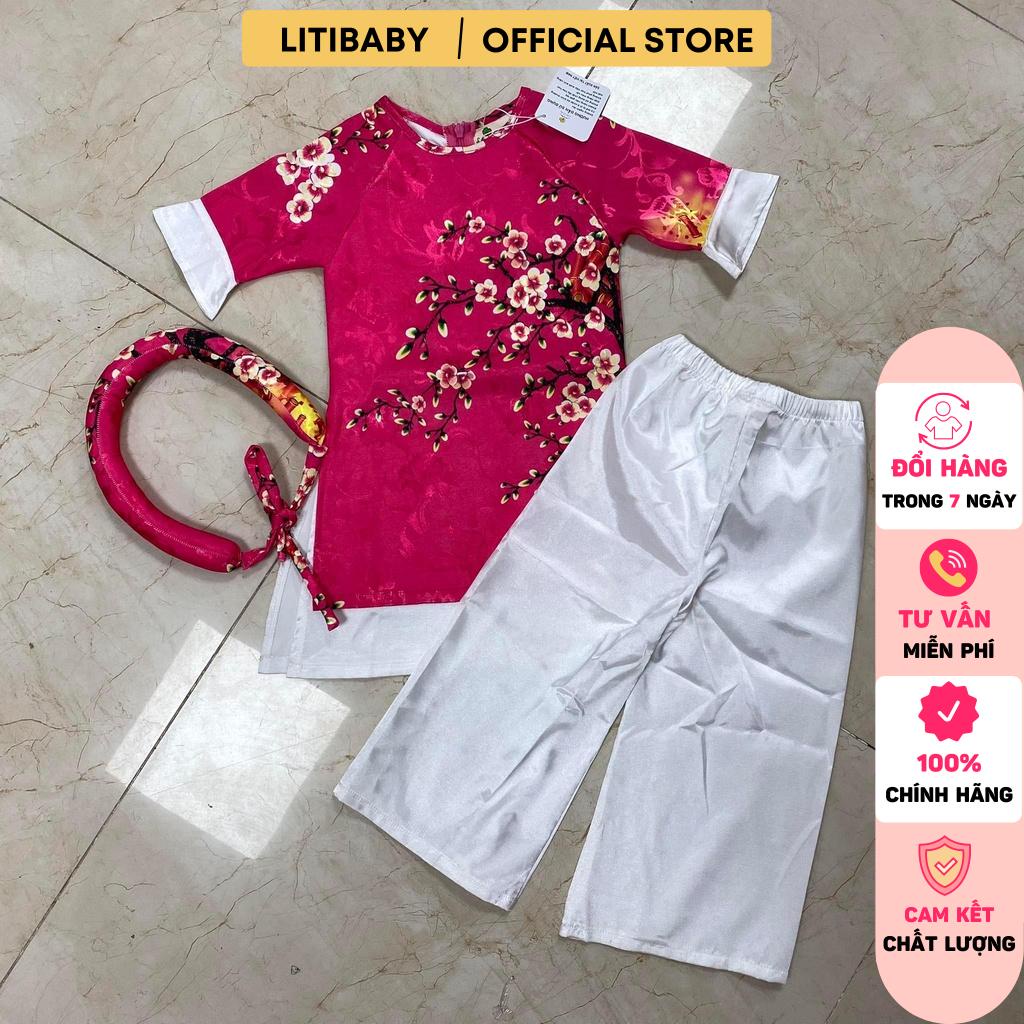 Áo dài phối hình hoa đào LITIBABY 6-10T. x20