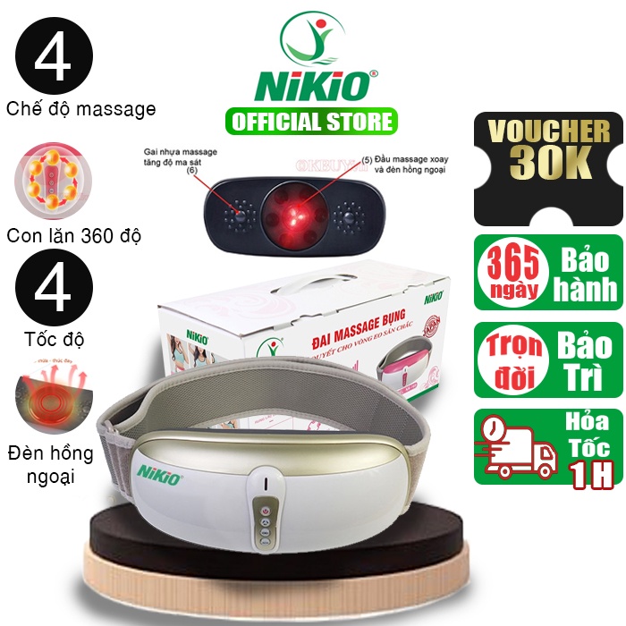 Đai Matxa Giảm Mỡ Bụng Và Toàn Thân Nikio NK-169 Tích Hợp 3in1 Rung Lắc, Xoay 360 độ, Nhiệt Đèn Hồng Ngoại - Vàng Gold