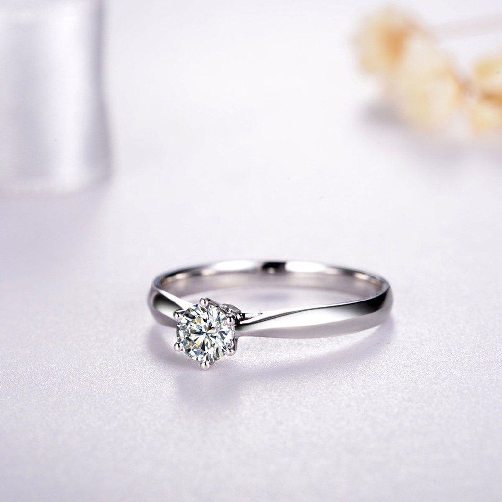 Mossan ring 10 điểm nhẫn nữ có thể vượt qua bút thử kim cương giả vàng trắng S925 cho bạn gái và đính hôn quà tặ