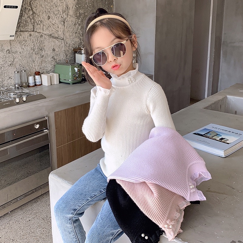 Áo len cổ cao nhún bèo mịn đẹp
