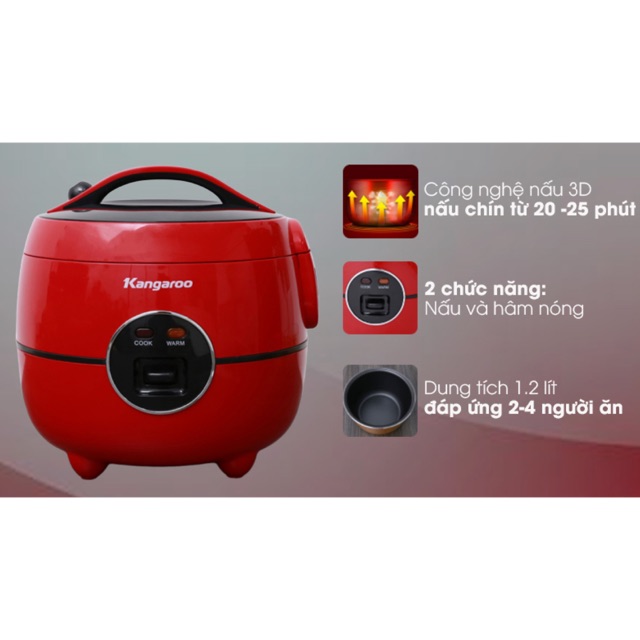 Nồi cơm điện 1.2l kangaroo hàng trưng bày mới 98%