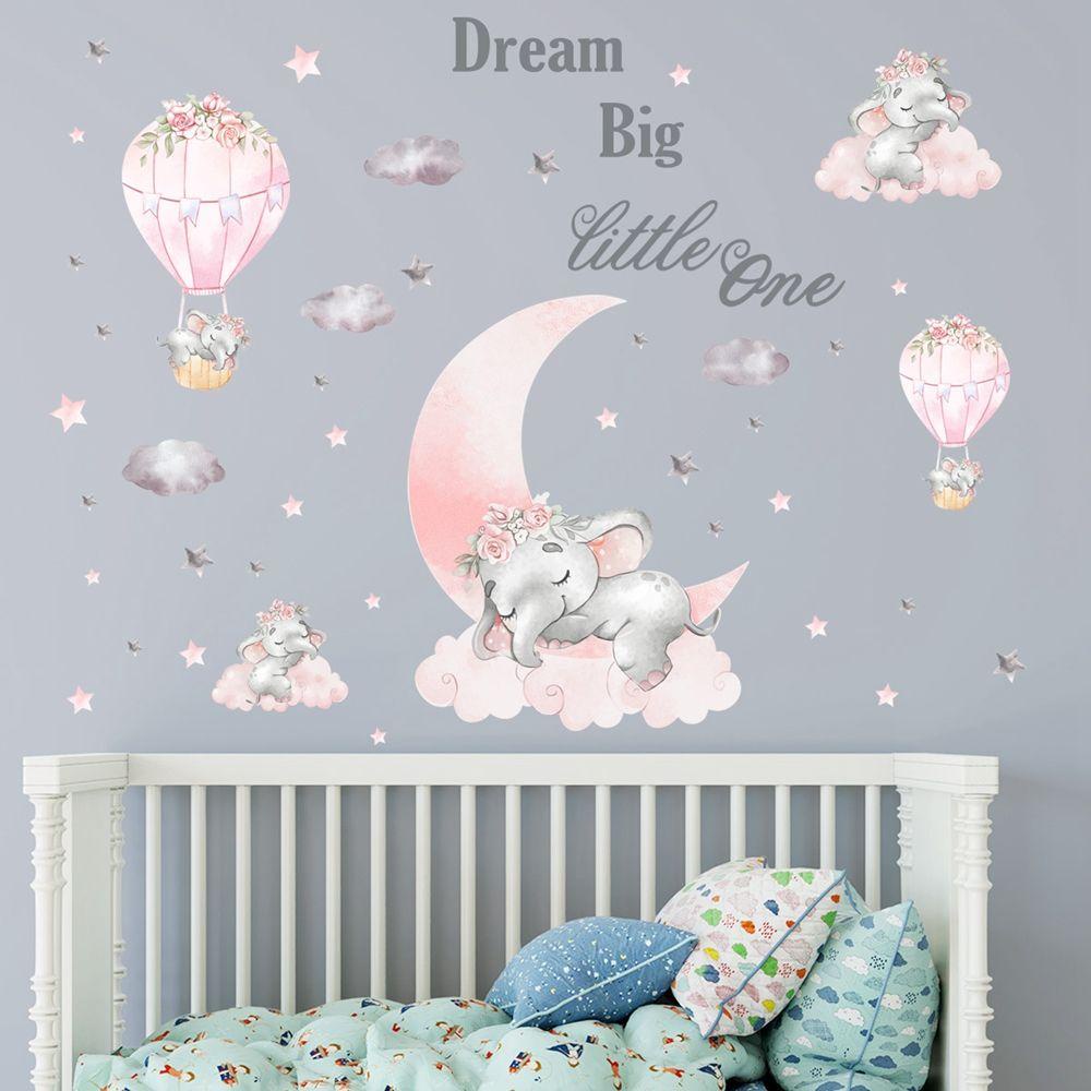 Miếng Dán Tường Trang Trí Hình Chú Voi Nhiều Màu Chống Nước