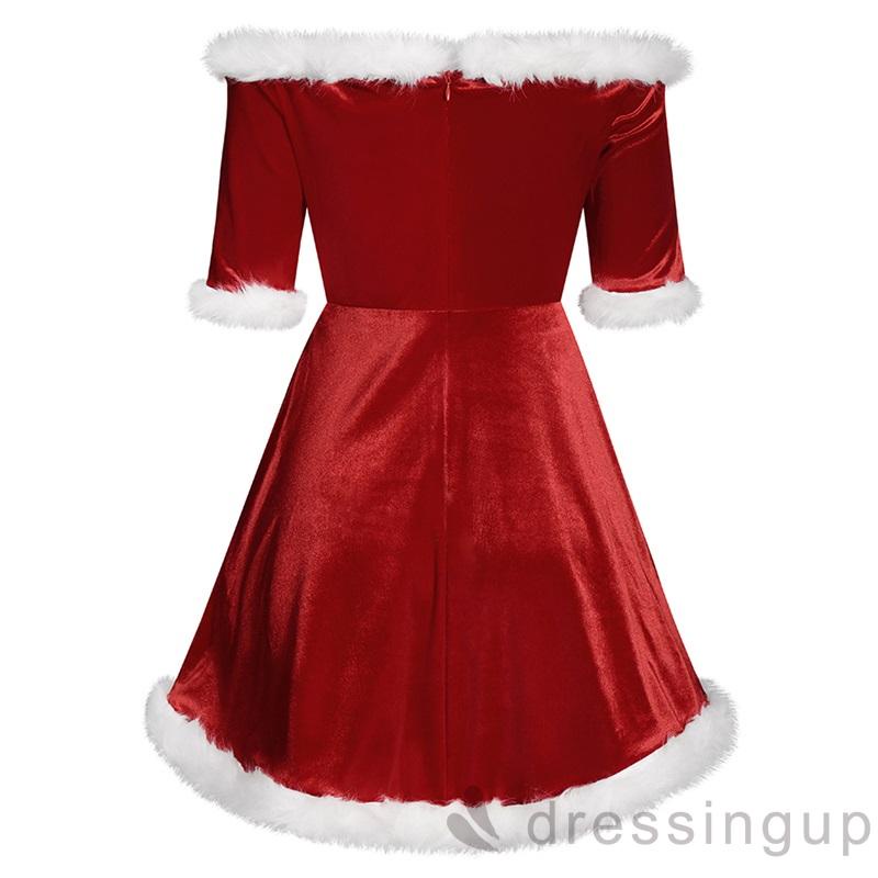 Đầm ngắn dáng chữ A tay lửng trễ vai phối lông thời trang thu đông