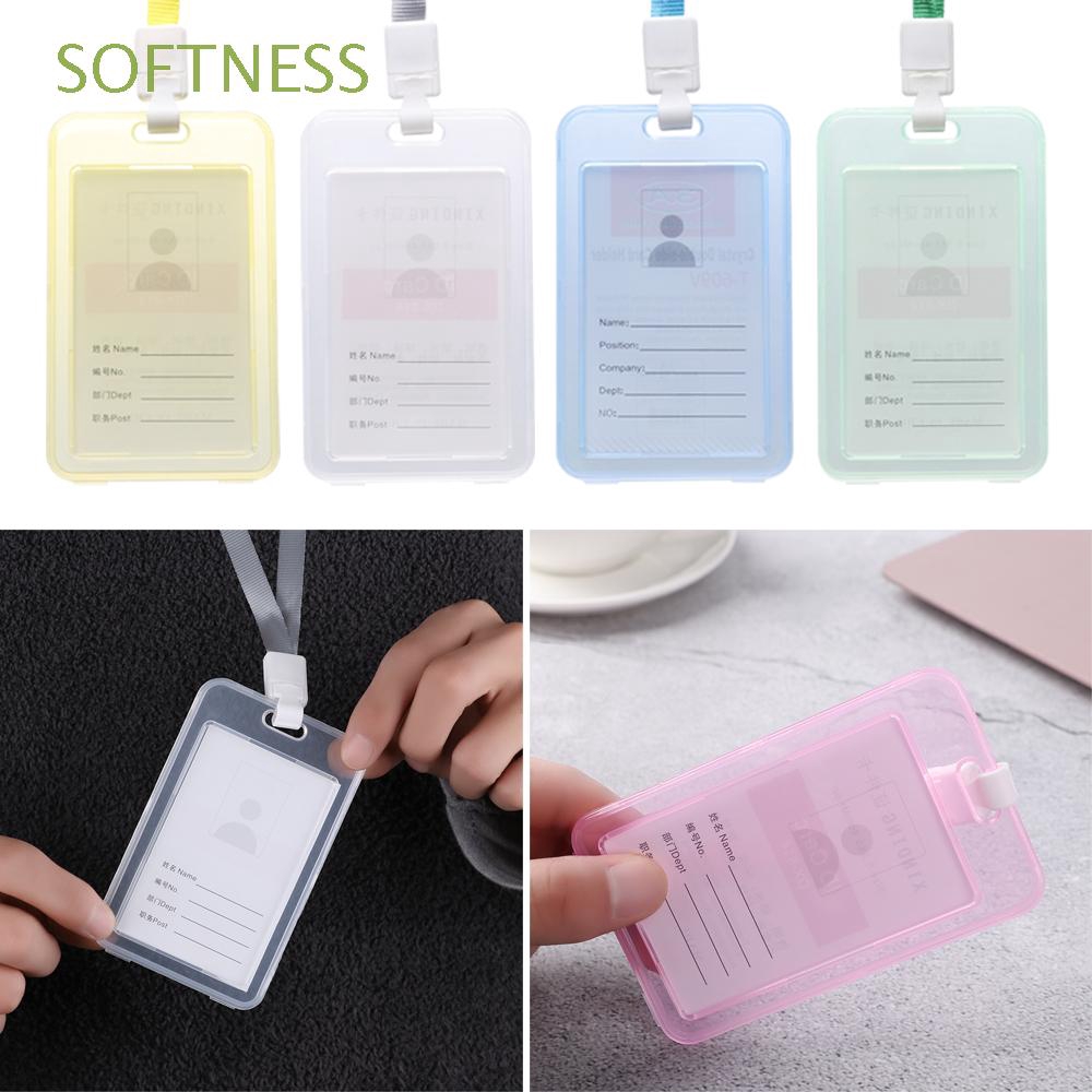 SOFTNESS Plastic Protector Cover Name Tags Student Card Cover Office Supplies ID Name Holder