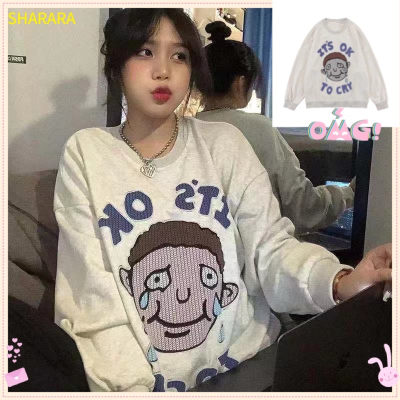 Áo Sweater Cotton Tay Dài Cổ Tròn Thời Trang Cho Nữ
