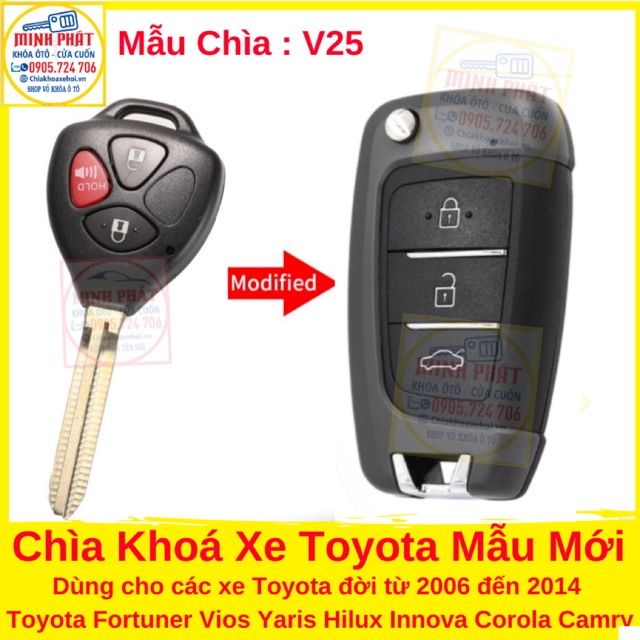 Chìa Khoá Gập Xe Toyota Innova, Vios, Fortuner, Camry, Corolla Altis, Yaris, Hilux