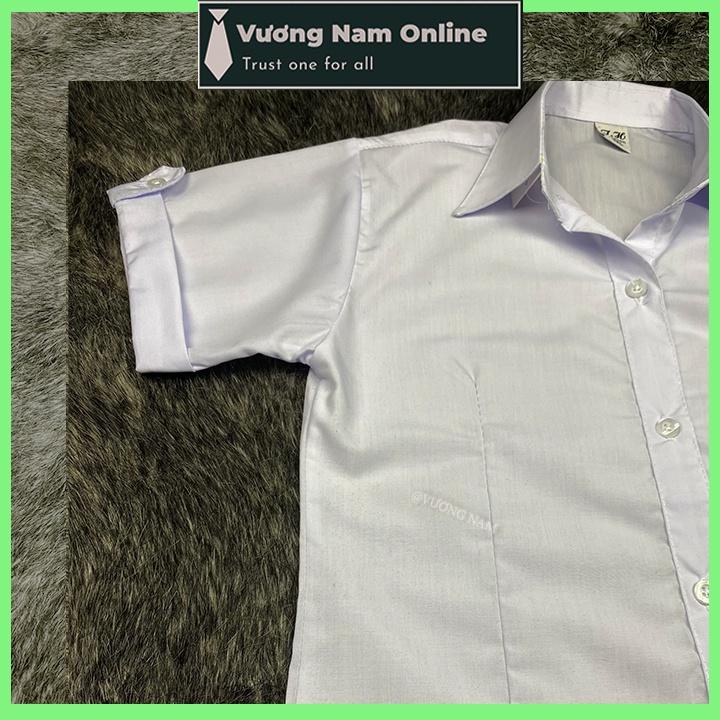 Áo sơ mi nữ trắng đi học sinh tay NGẮN DÀI hàng tiêu chuẩn vải kate tốt cấp 1 2 và 3 vạc bầu VN95A