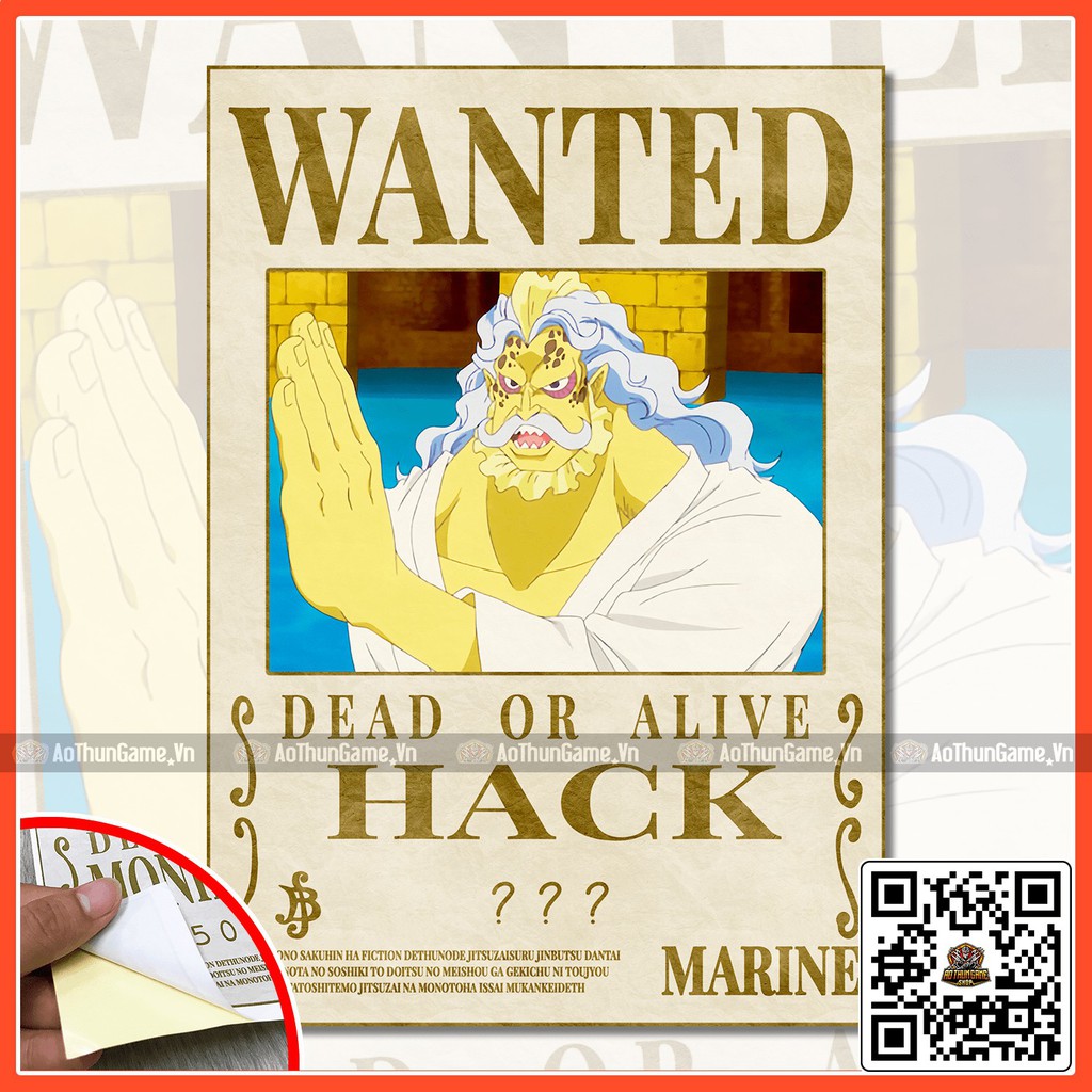 Poster One Piece HACK / Poster  truy nã One Piece / Hình dán tường Full HD mới nhất (Shop AoThunGameVn)