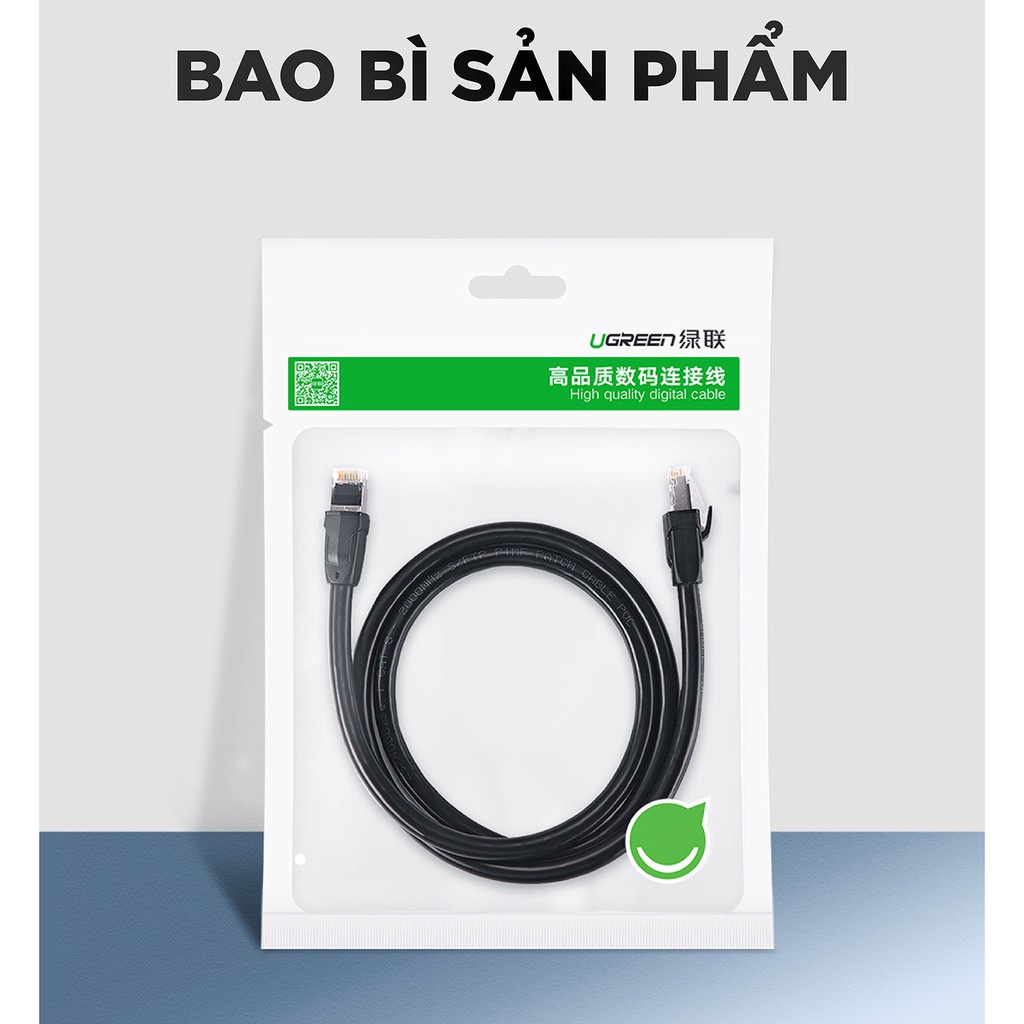 Dây cáp mạng chuẩn mới Cat 8 tốc độ truyền dữ liệu 2000MHZ và 25Gbps dài từ 1-10m UGREEN NW121