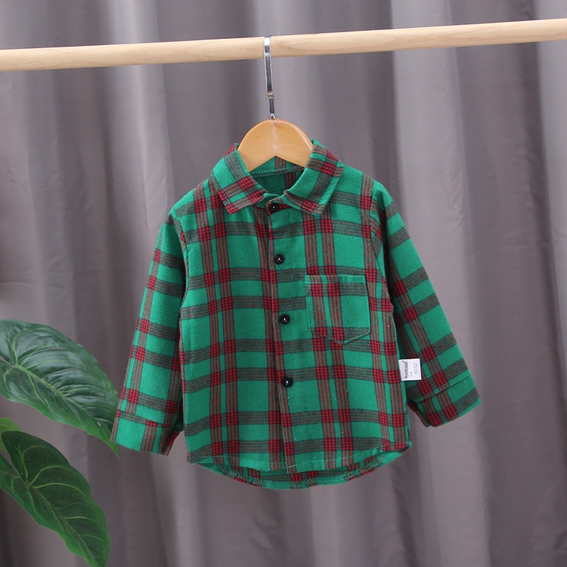 Áo sơ mi caro tay dài thời trang cho bé trai