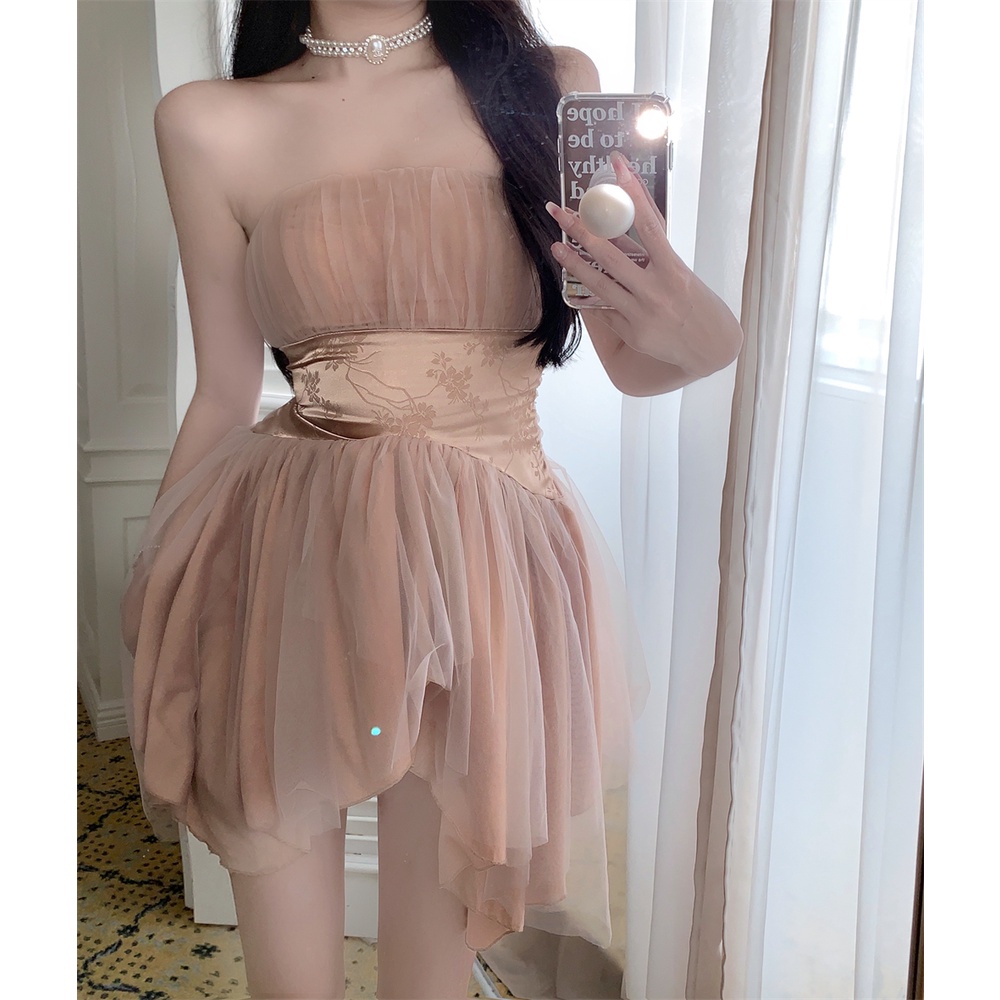 Đầm Chiffon Không Tay Lưng Cao Phong Cách Thời Trang Hàn Quốc Mới