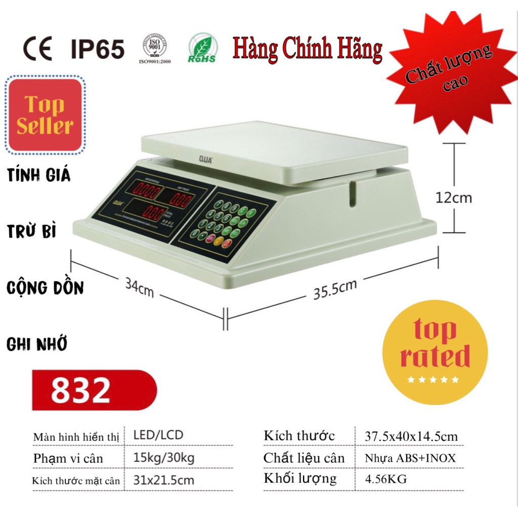 Cân bán hàng tính tiền chính hãng QUA mã 832 và 810. Hàng chính hãng có hoá đơn VAT